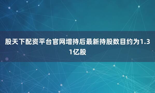 股天下配资平台官网增持后最新持股数目约为1.31亿股