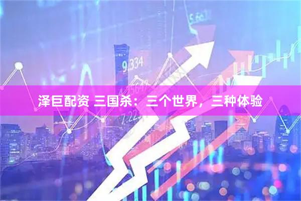 泽巨配资 三国杀：三个世界，三种体验